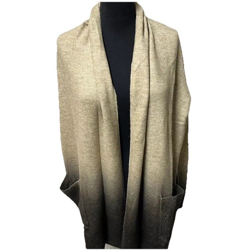 Democracy Women’s Ombré Cardigan Heather Oatmeal Charcoal Size Large 10-12 New!